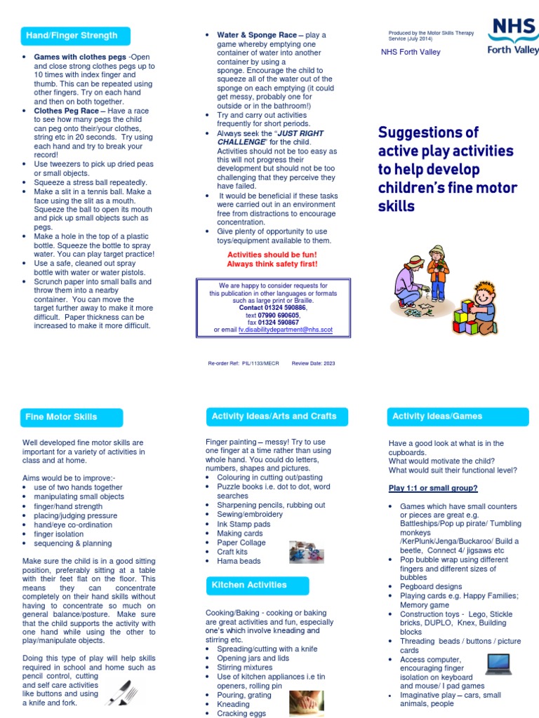 Fine Motor Activities | PDF