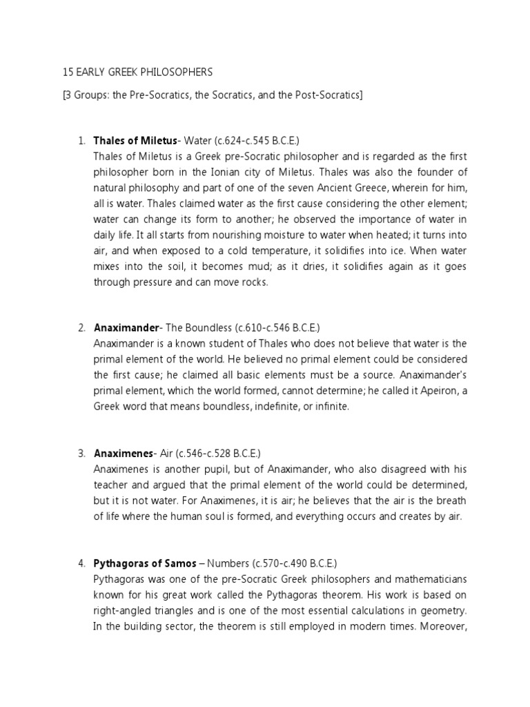 15 Early Greek Philosophers Pdf Relativism Plato