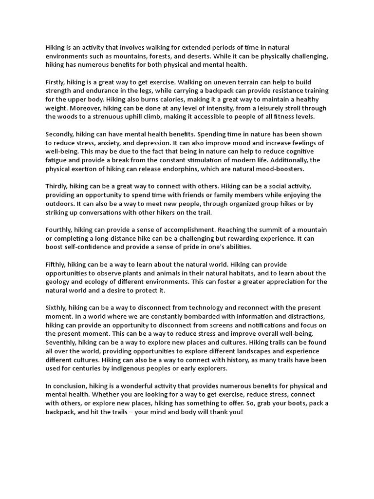 Hiking Is An Activity That Involves Walking For Extended Periods of