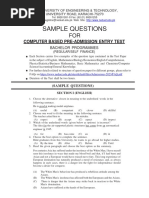 Sample Questions: Computer Based Pre-Admission Entry Test