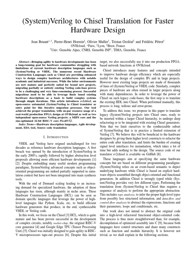 (System)Verilog to Chisel Translation for Faster Hardware design | PDF ...