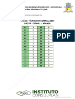 Cargo: Técnico de Enfermagem Prova - Tipo 01 - Branca