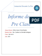 Informe de Pre Clase: Instituto de Formación Docente La Paz