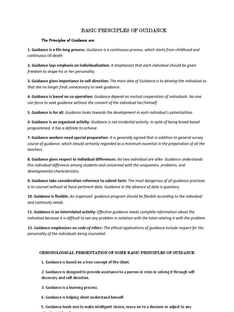 Principles of Guidance Explained | PDF | Evaluation | Behavior