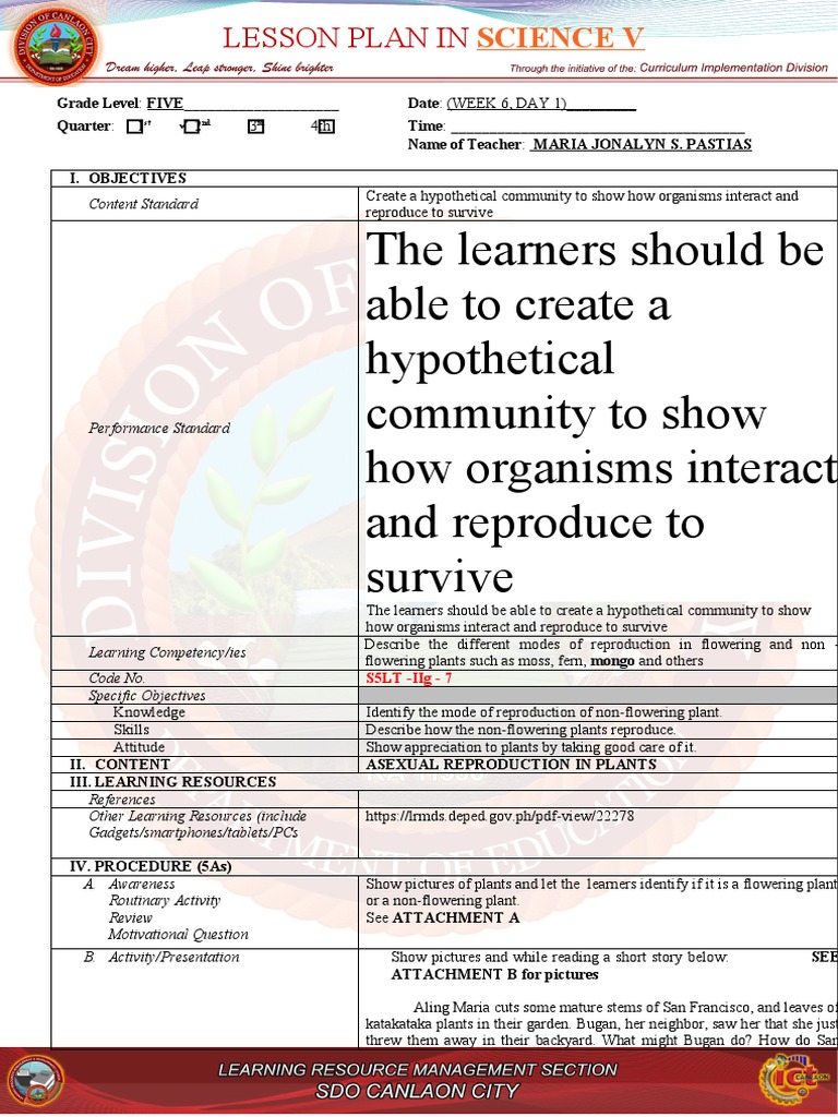Science-5-q3-WK6d2 q2 | PDF | Botany | Plants