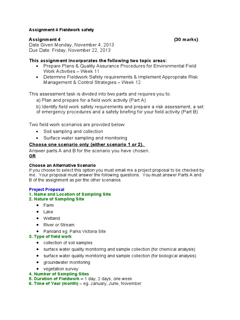 Assignment 4 Fieldwork Safety | PDF | Water Quality | Wetland