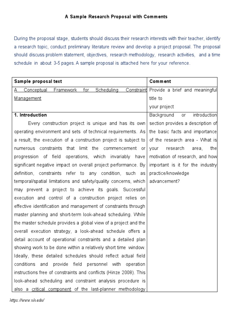 imrad format research proposal