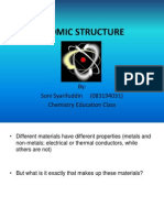Atomic Structure: By: Soni Syarifuddin (083194031) Chemistry Education Class