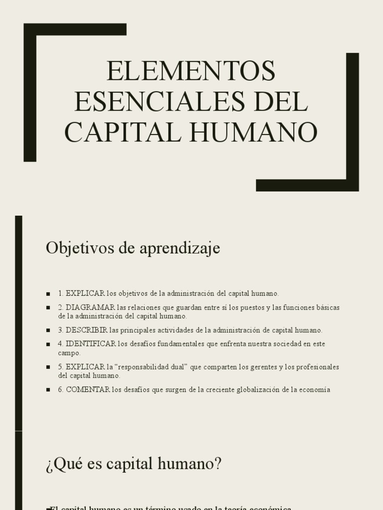 Elementos Clave del Capital Humano | PDF | Gestión de recursos humanos ...