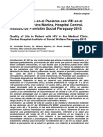 Calidad de Vida en El Paciente Con VIH en El Servicio de Clínica Médica IPS Central 2015