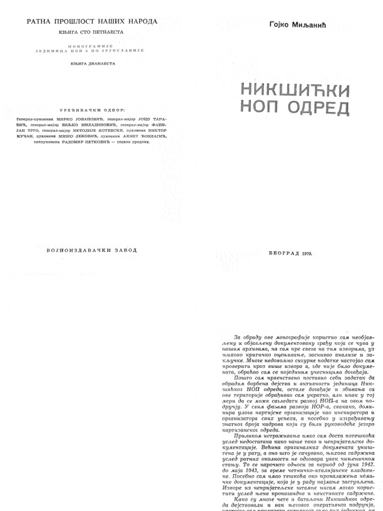 Nikšićki Partizanski Odred | PDF