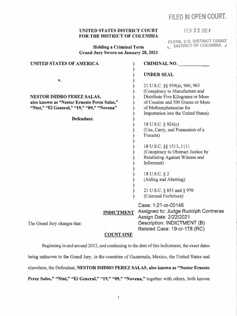 Redacted Indictment U.S. v. Nestor Isidro Perez Salas 508 Compliant 0 ...