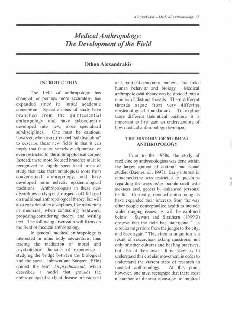 Medical Anthropology PDF Anthropology Medical Anthropology