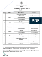 Book List For Session: 2022-23: Class I