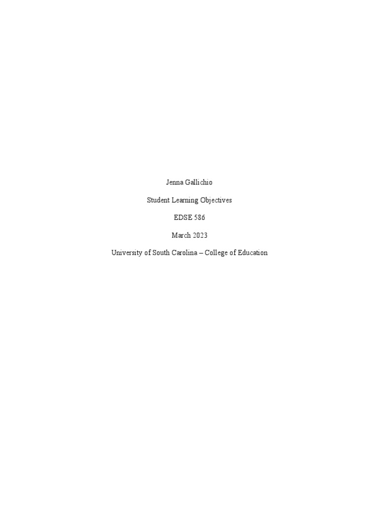 Jenna gallichio student learning objectives edse 586 march 2023
