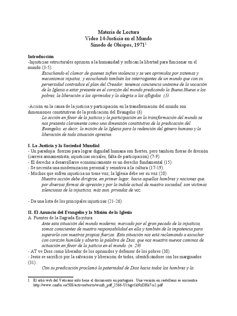 Justicia y Misión de la Iglesia | PDF | Iglesia Católica | Jesús
