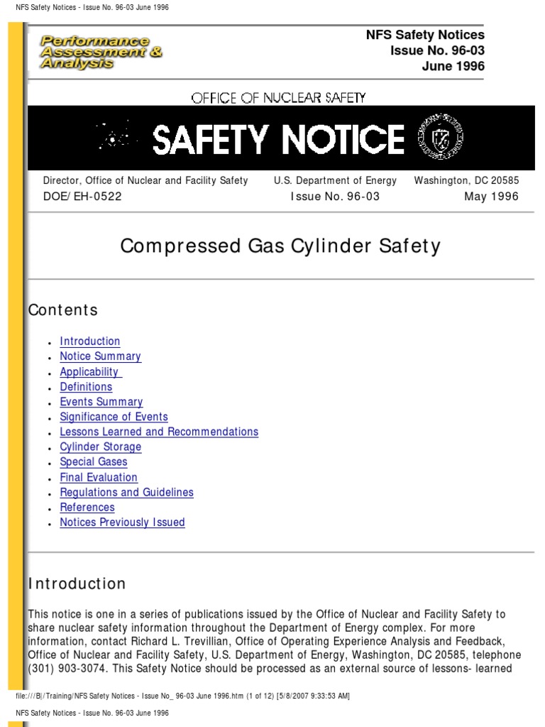 Compressed Gas Cylinder Safety Guidelines | PDF | Occupational Safety ...