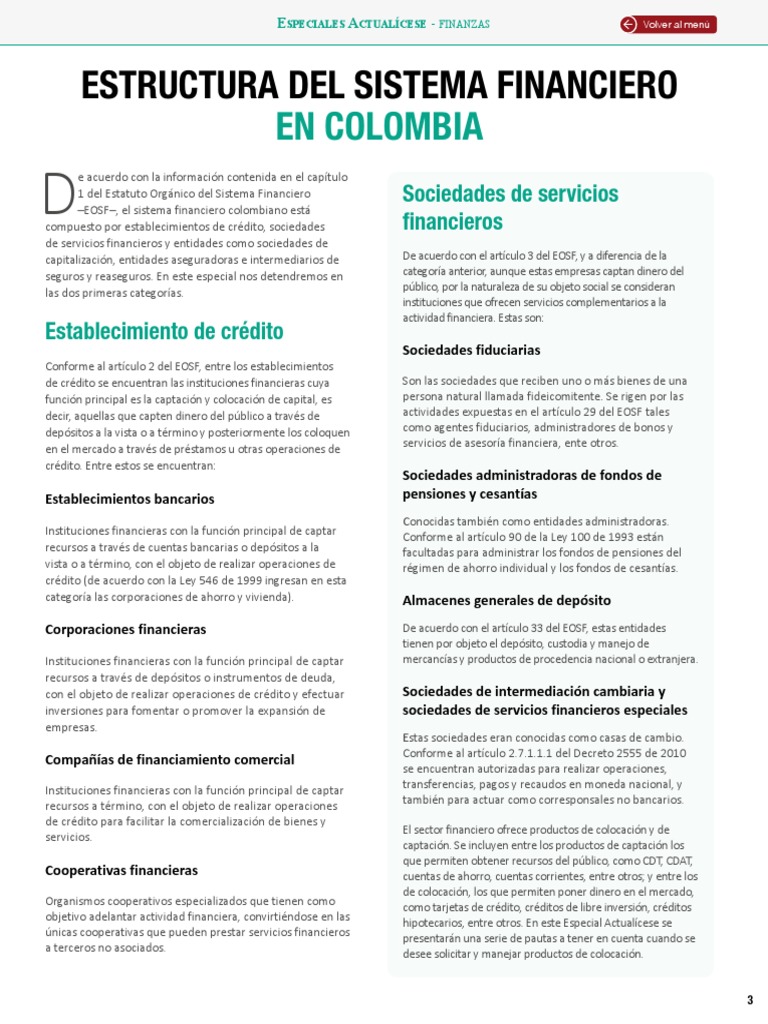 Estructura del Sistema Financiero en Colombia | PDF | Bancos | Interés