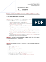 Ejercicios Resueltos Curso 2022-2023: Bloque I. El Español Normativo: El Buen Uso de La Lengua Hablada y Escrita