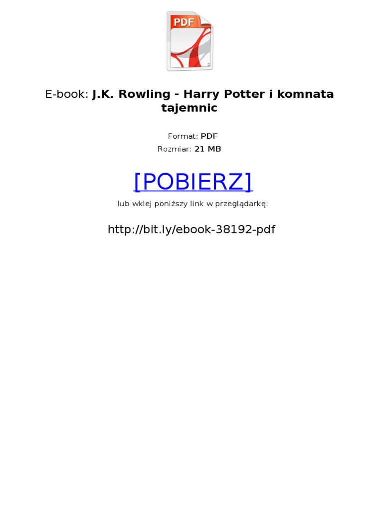 (Pobierz) : E-Book: J.K. Rowling - Harry Potter I Komnata | PDF