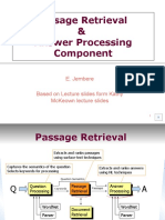 Passage Retrieval & Answer Processing Component: E. Jembere Based On Lecture Slides Form Kathy Mckeown Lecture Slides