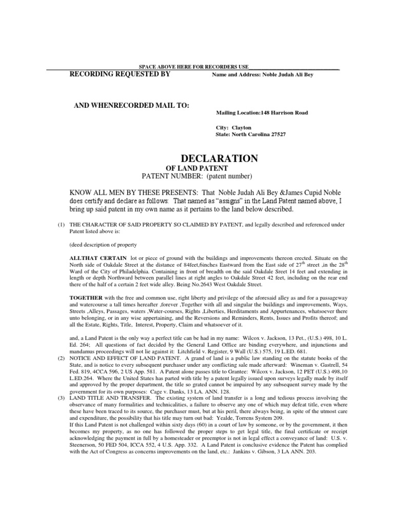 Declaration of Land Patent | PDF | Notary Public | Real Property