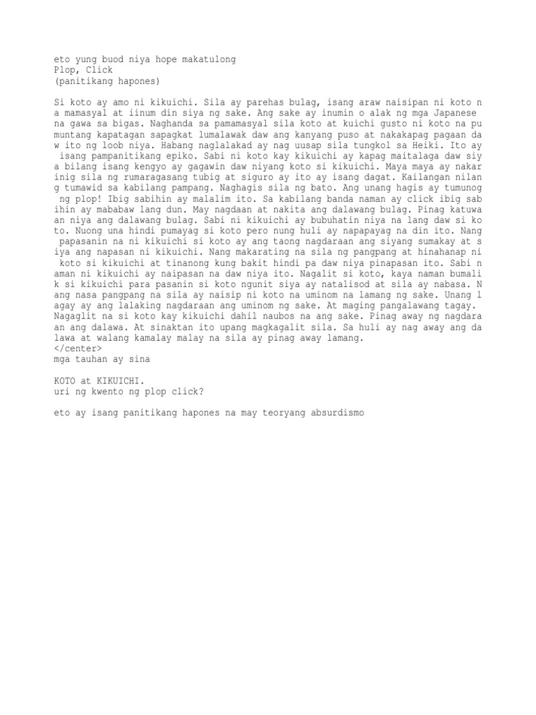Buod NG Plop Click | PDF