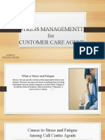 Stress Managementt For Customer Care Agent: Done By: Dwayne Coburn