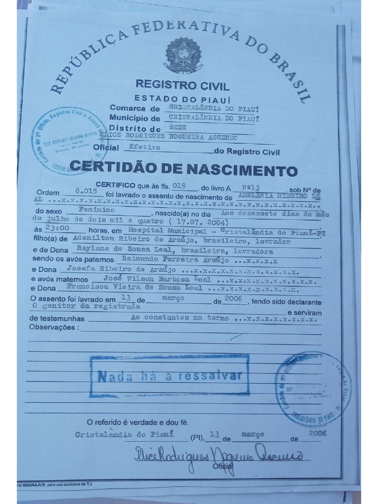 Certidão de Nascimento Minha - Compressed | PDF