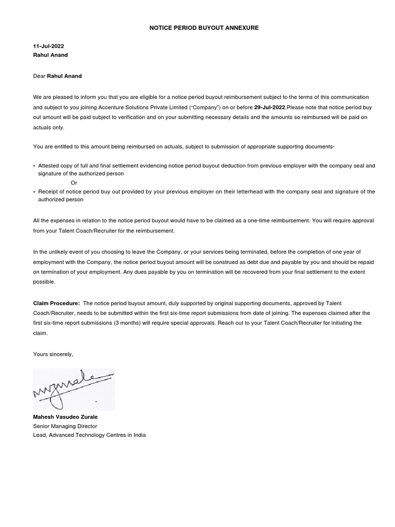 Notice Period Buyout Meaning In Telugu