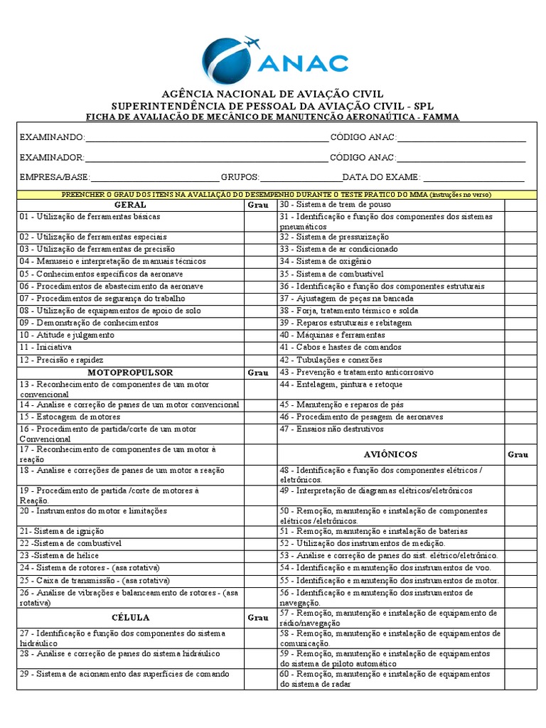 Avaliação de Mecânico Aeronáutico ANAC | PDF | Aviação | Aeronave