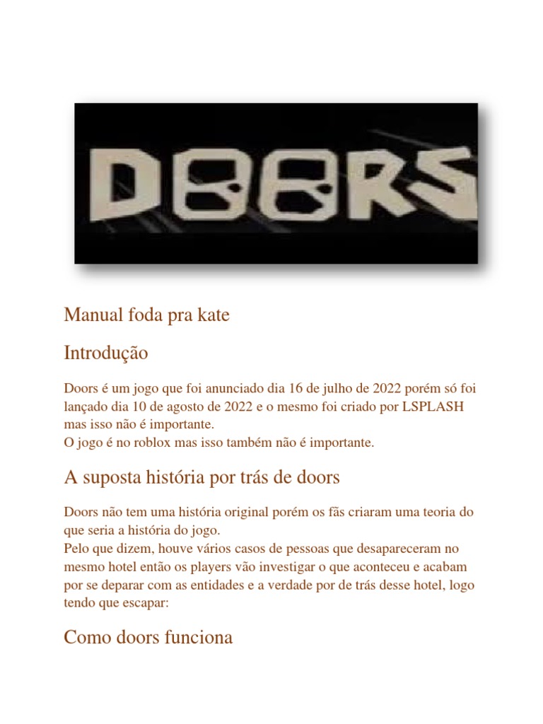DOORS EM BUSCA DE SEGREDOS NO HOTEL+ UPDATE 
