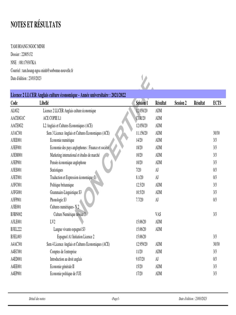 Notes de Licence 2 LLCER Anglais 2023 | PDF | Sciences cognitives ...