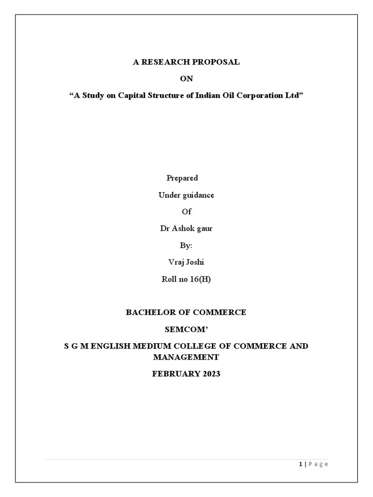 a-research-proposal-on-a-study-on-capital-structure-of-indian-oil