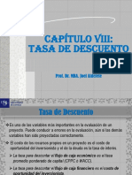 Capítulo VIII: Tasa de Descuento: Prof. Dr. MBA. Joel Alderete