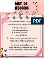 Mat. de Negocios: 1. ¿Qué Ecuaciones Matemáticas Tenemos Vinculadas Al Aspecto Empresarial?