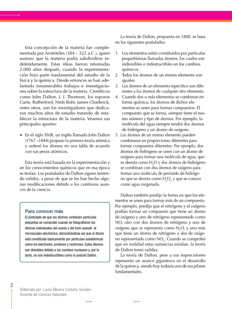 Modelo atómico de John Dalton | PDF | Átomos | Química