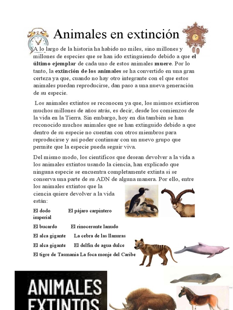 Animales Extintos y su Revivir Científico | PDF | Ciencia y matemáticas