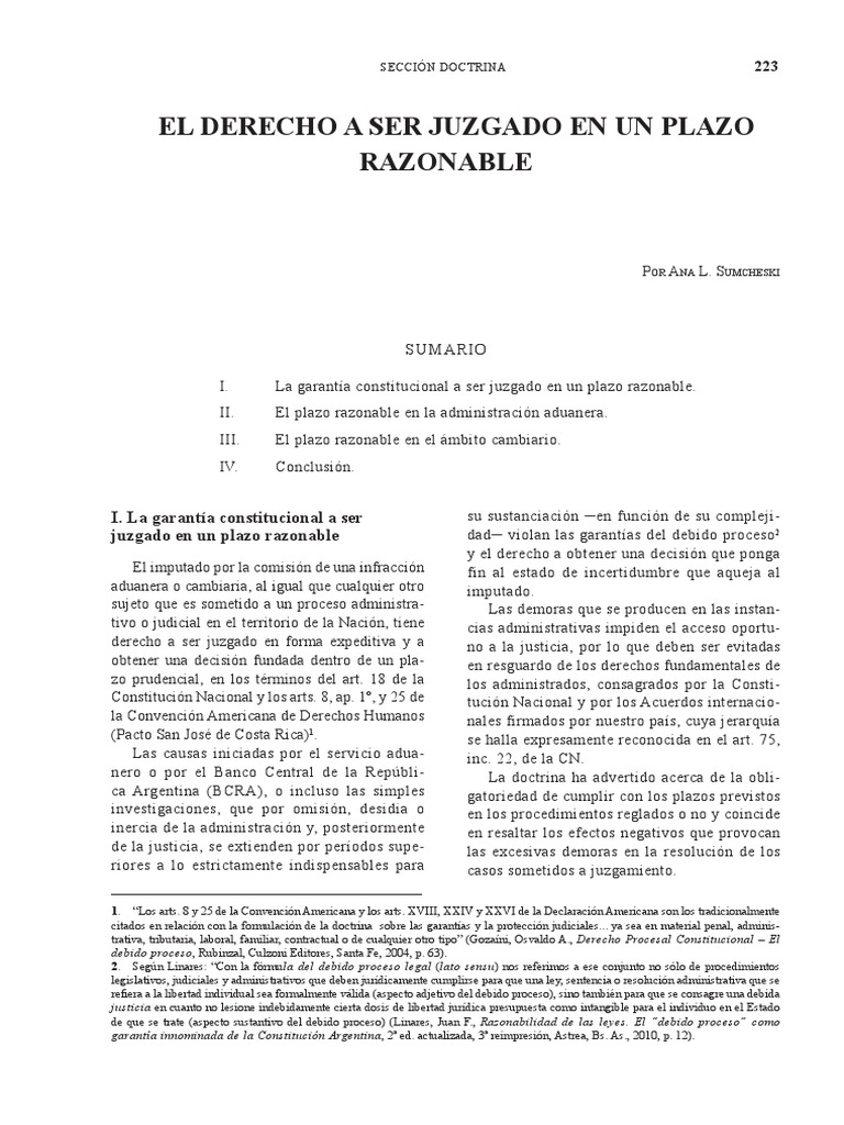 A.Sumcheski El Derecho A Ser Juzgado en Un Plazo Razonable | PDF ...