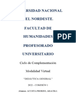 Universidad Nacional Del Nordeste. Facultad de Humanidades Profesorado Universitario