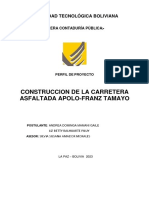 Construccion de La Carretera Asfaltada Apolo-Franz Tamayo: Universidad Tecnológica Boliviana