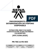 Pr-Tec-A-Fd-003 - Procedimiento Determinación de Fósforo Disponible - Suelos
