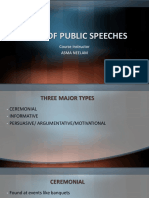 Three Main Types of Public Speeches: Ceremonial, Informative, Persuasive