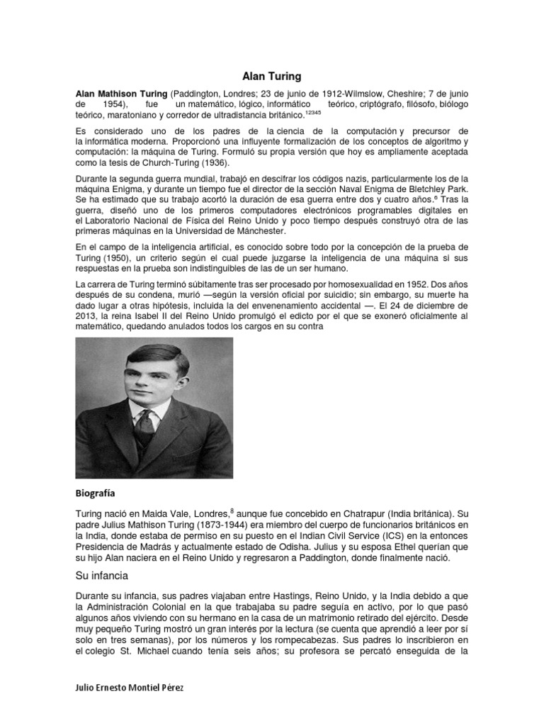 Alan Turing | PDF | Alan Turing | Ciencias de la Computación