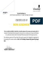 Certificate of Work Assignment