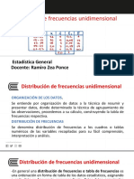 Distribución de Frecuencias Unidimensional: Estadística General Docente: Ramiro Zea Ponce