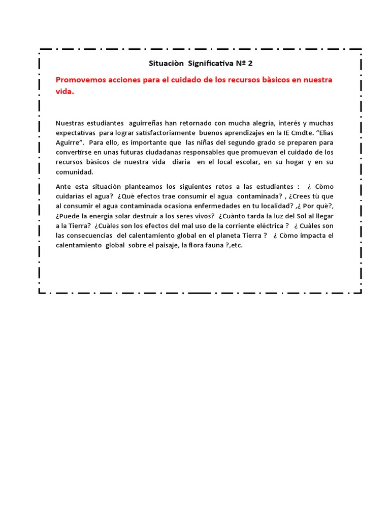 Promoviendo el cuidado responsable de los recursos básicos a través del ...