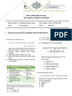 Soal Ujian Sekolah (Us) SMP Islam El Syihab T.P 2022/2023: Amalan Dalil