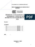 Videnciar LA Aplicación DE LA Función Exponencial A Partir DE UN Modelo Matemático EN UN Problema DE Contexto Real