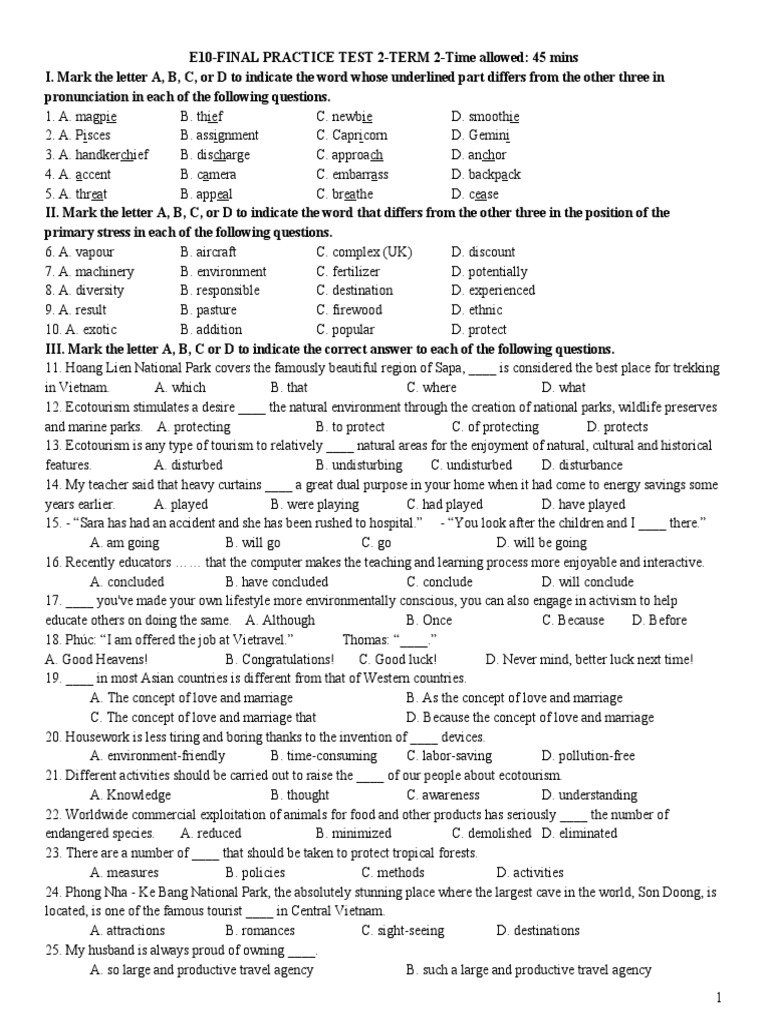E10 Final Practice Test 2 Term 2 Pdf